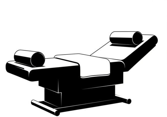 Black and White Massage Table Towel Bed