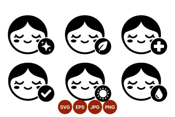 Black White Smiling Face Icons