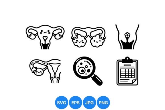 Cute Female Reproductive Icons