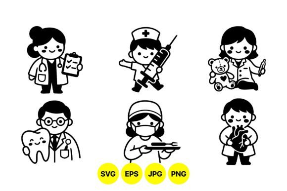 Cute Medical Team Vector Clipart