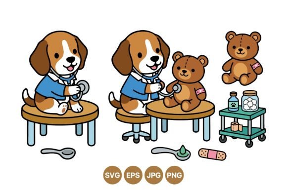 Cute Puppy Doctor Clipart Set