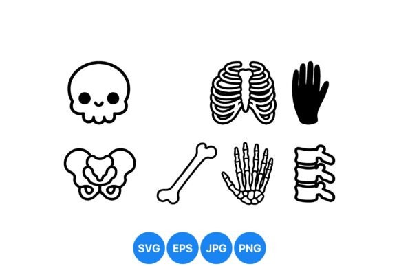 Cute Skeleton Bones Clipart Set