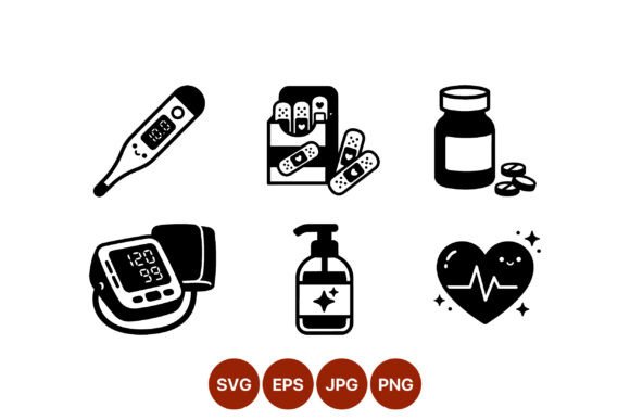 Medical Icons Black White Health Care