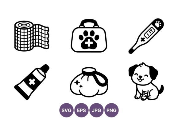 Pet Aid Kit Vector Icons