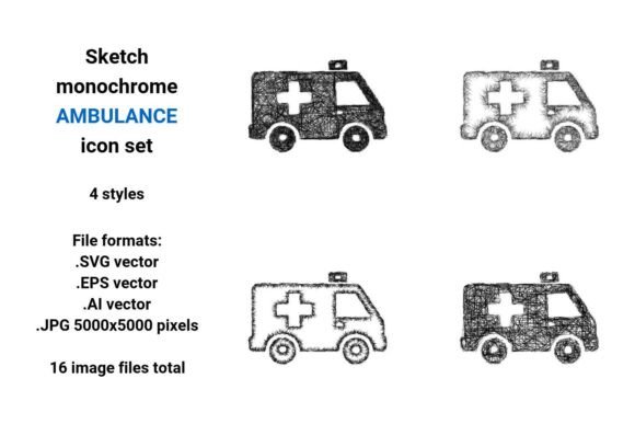 Sketch Ambulance Icon Set