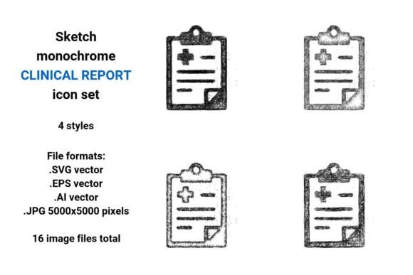 Sketch Clinical Report Icon Set